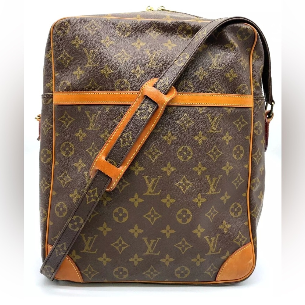 Louis Vuitton Brown Monogram Canvas Crossbody Bag with Tan Leather Trim
